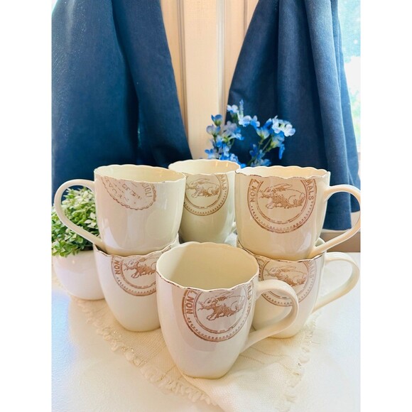 Stokes Embossed Bunny Coffee Mugs - Picture 1 of 12
